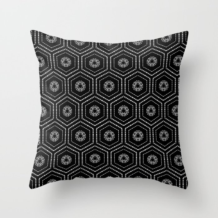 Delicate Black White Geo Pattern Throw Pillow