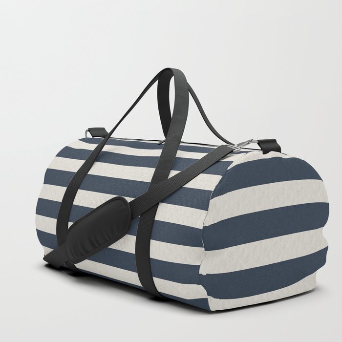 Stripes (wide) - Naval Blue + Alabaster White Duffle Bag