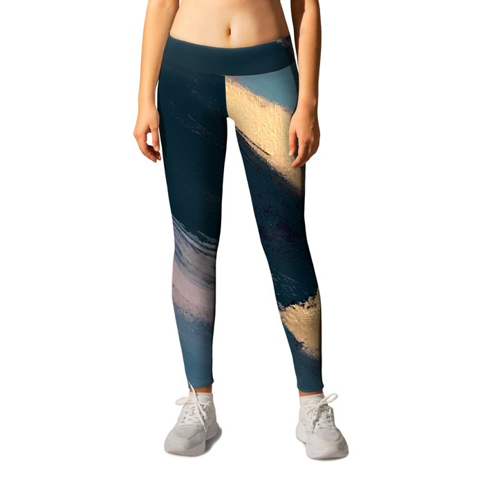 Ignite: colorful abstract in blue pink and gold Leggings