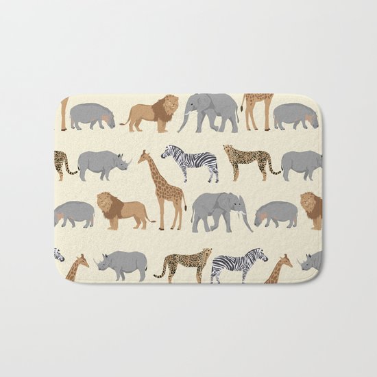 Safari animal minimal modern pattern basic home dorm decor nursery safari patterns Bath Mat