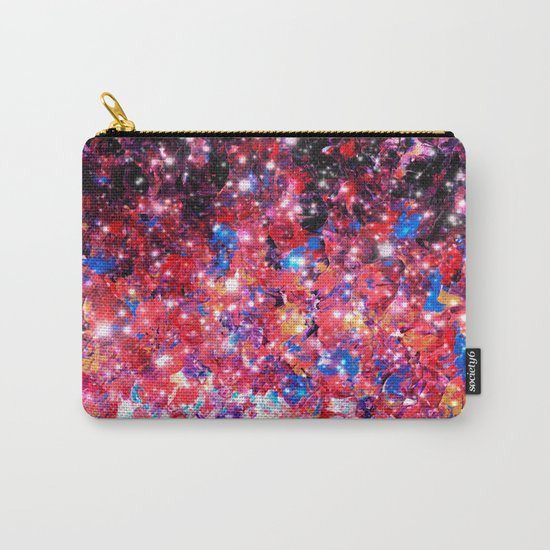 WRAPPED IN STARLIGHT Bold Colorful Abstract Acrylic Painting Galaxy Stars Pink Red Purple Ombre Sky Carry-All Pouch