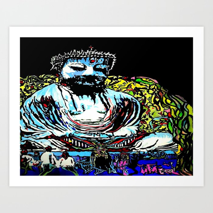 Cozy and The Great Buddha Art Print