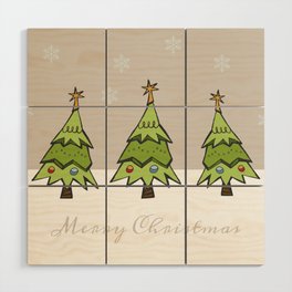 Merry Christmas Trees Wood Wall Art