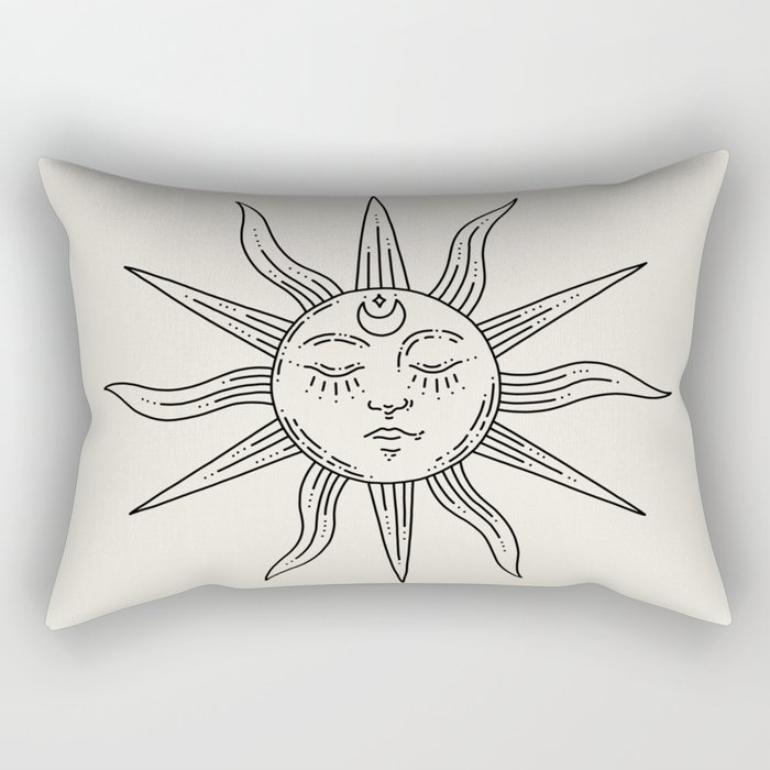 Boho Sun Drawing V Rectangular Pillow