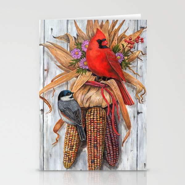 Birds & Indian Corn Stationery Cards