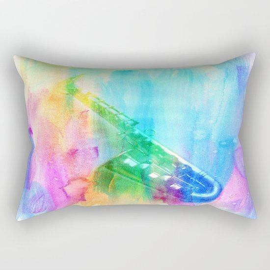 Sax Rainbow Rectangular Pillow