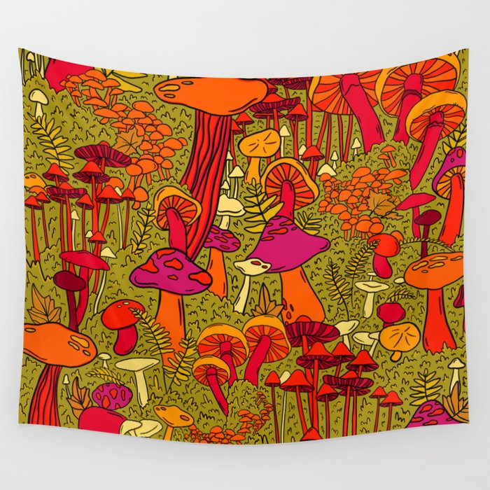 Mushrooms in the Forest Wall Tapestry
