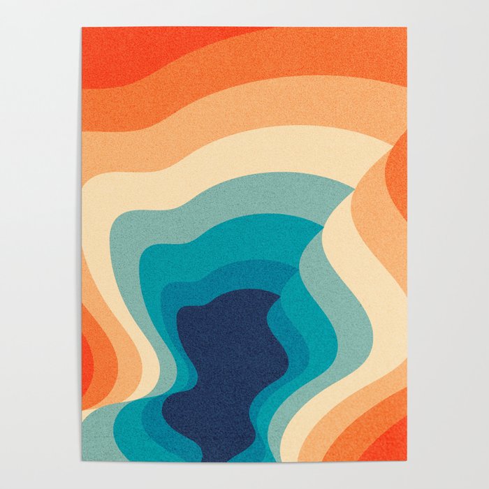 Retro 70s and 80s Color Palette Mid-Century Minimalist Abstract Art Poster