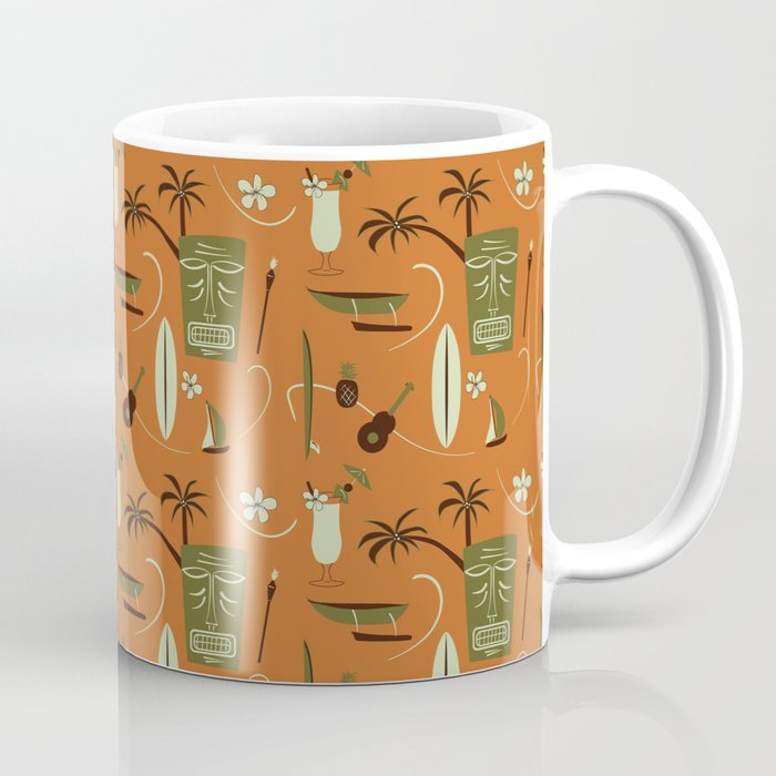 Orange Retro Hawaiian Tiki Hawaii Beach Coffee Mug