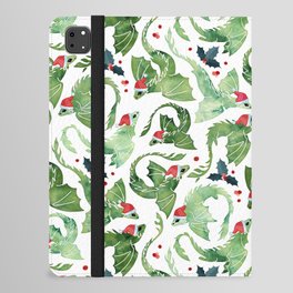 Dragon fire green Christmas holly iPad Folio Case