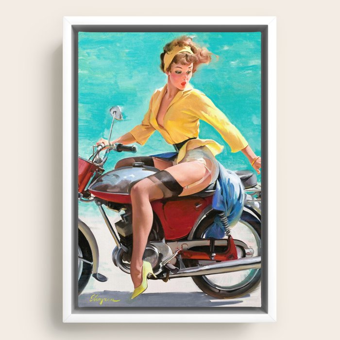 Motorcycle Pinup Girl Art Print by PinUpMuseum Society6