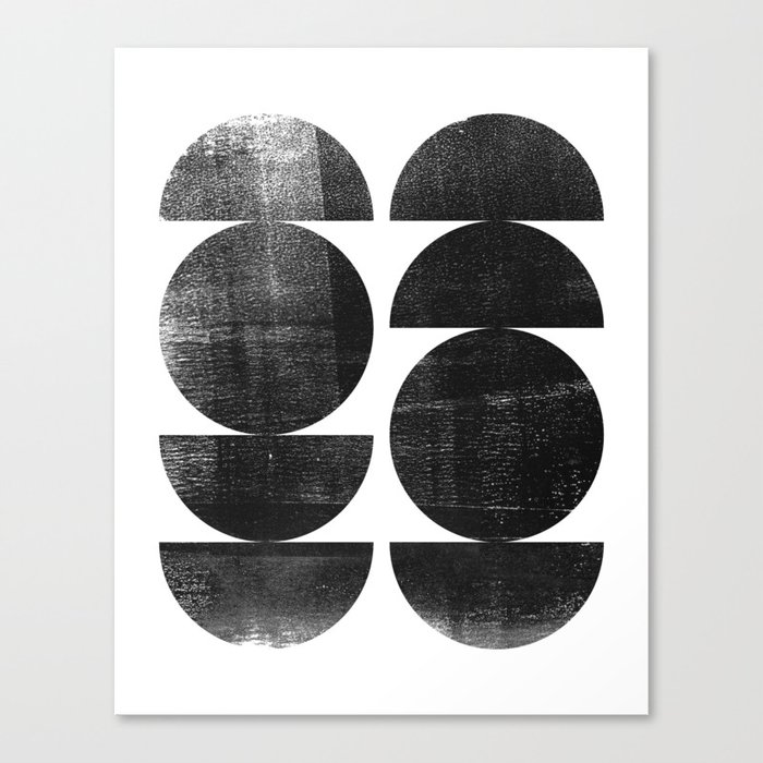 Black And White Mid Century Modern Circles Abstract Canvas Print