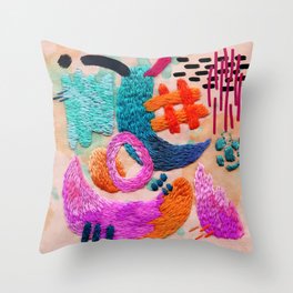 abstract embroidery Throw Pillow