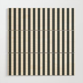 PPG Night Watch Pewter Green & White Stripes, Wide Vertical Line Pattern Wood Wall Art