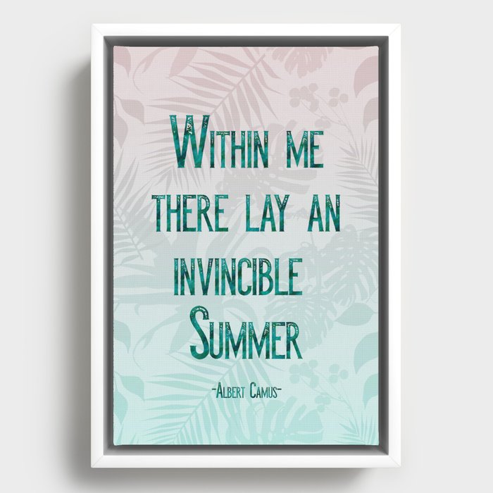 Albert Camus Summer Quote Inspirational Typography Framed Canvas