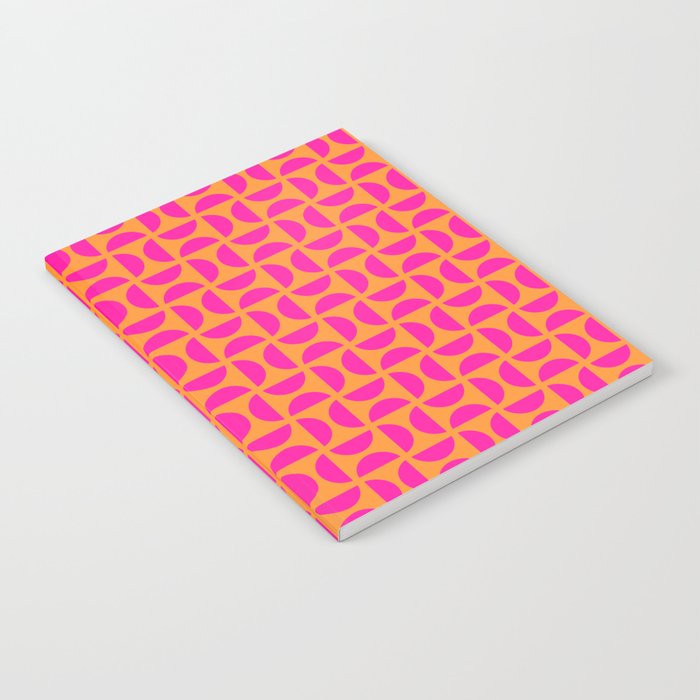 MCM Semi-circles - Hot Pink on Orange Notebook