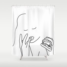 Finger Lickin' Burger Line Drawing Version 2 Shower Curtain