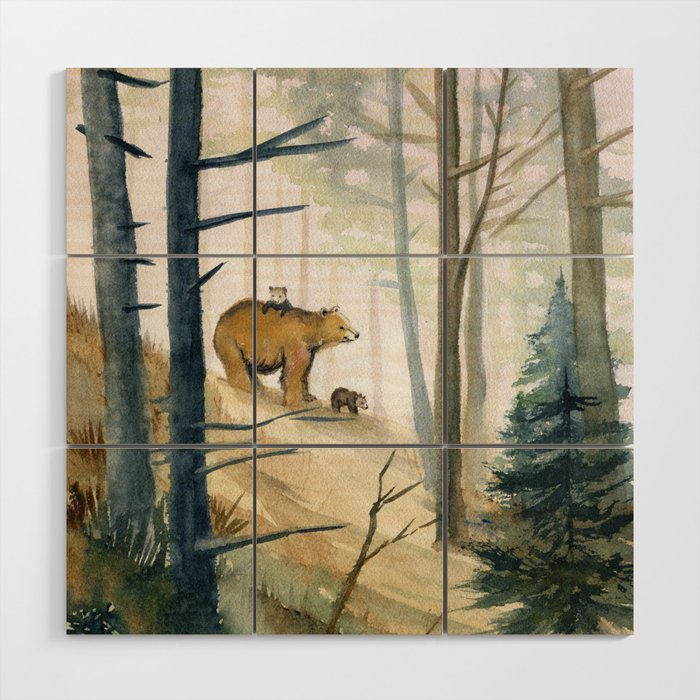 Bear Family 2 Wood Wall Art By Mellyterpening Society6