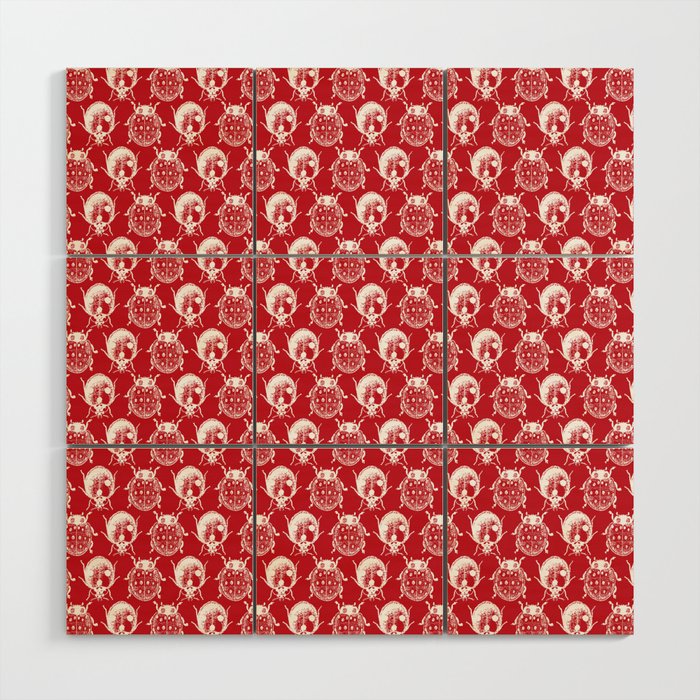 Ladybug Pattern | Red and White | Vintage Ladybugs | Ladybirds | Wood Wall Art