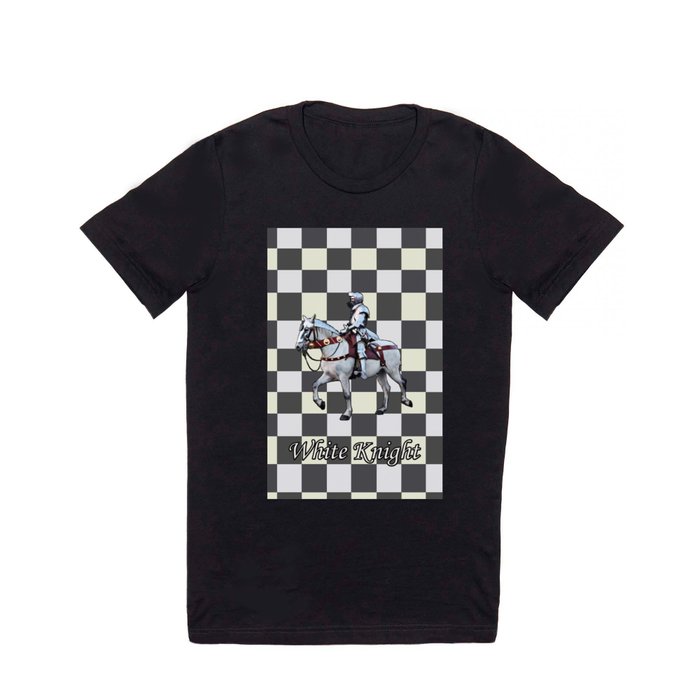 Knight on white horse with Chess board T Shirt