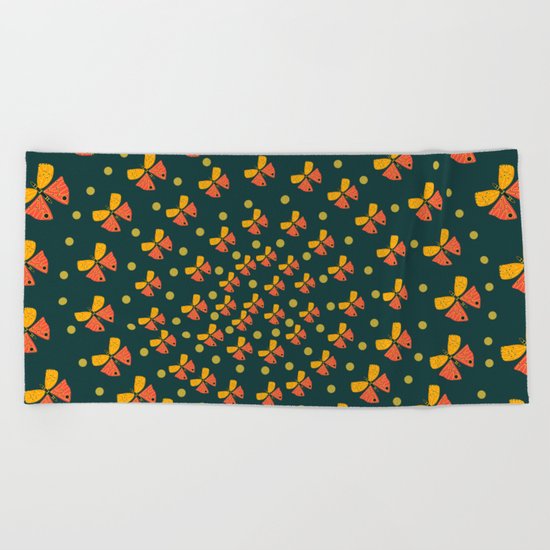 Butterflies in spiral Beach Towel