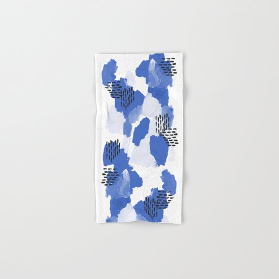 Painted blue abstract monochromatic minimal modern art painting dorm college gender neutral design Hand & Bath Towel