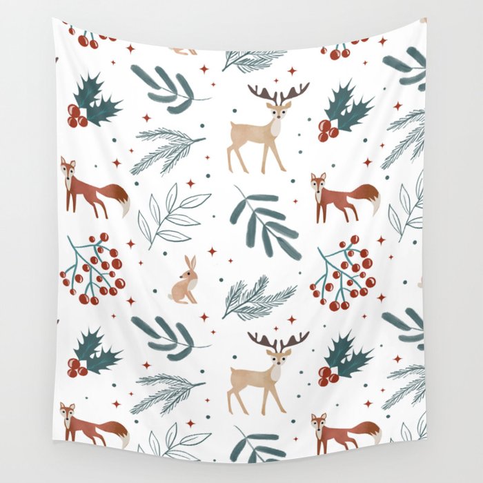 Christmas Forest Theme Wall Tapestry