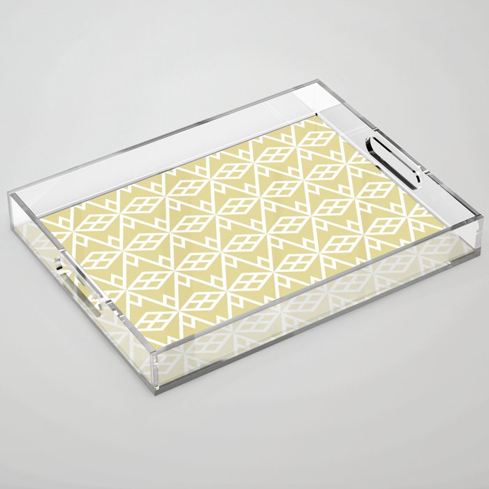 Yellow and White Geometric Diamond Shape Pattern - Diamond Vogel 2022 Popular Color Fire Dance 0799 Acrylic Tray