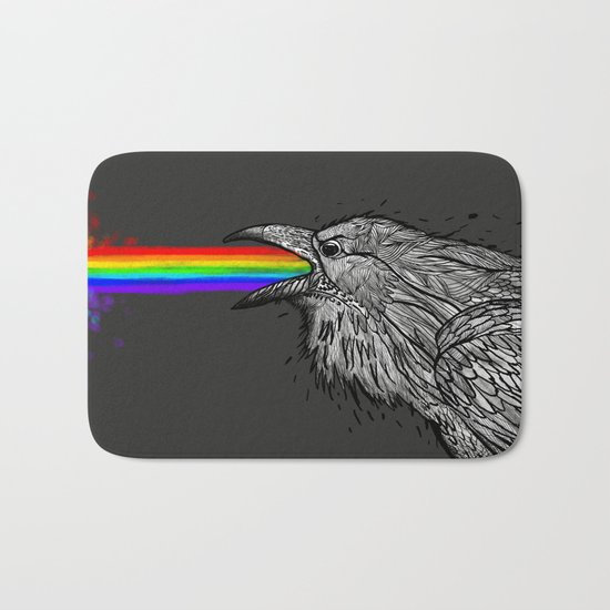 Rainbow Raven is sick of you Bath Mat