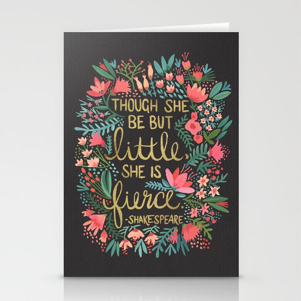 Little & Fierce on Charcoal Stationery Cards