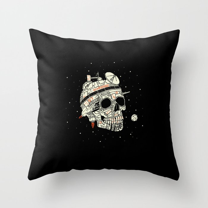 Planet Space Skull  Throw Pillow