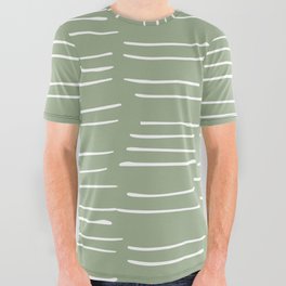 Abstract Stripes on Green All Over Graphic Tee