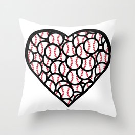 Baseball Heart Love Throw Pillow