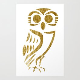 Owl graphic design in Gold Art Print