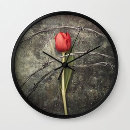 Tulip and barbed wire Wall Clock