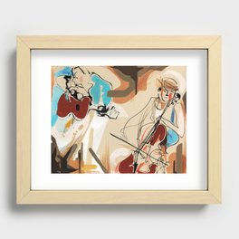 Cello and Guitar Player Musicians Painting Drawing Recessed Framed Print