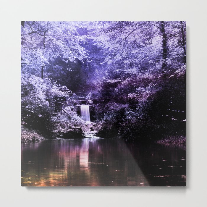 evening pond ethereal aesthetic lavender landscape art altered photography Metal Print