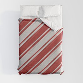 [ Thumbnail: Light Gray & Brown Colored Lines/Stripes Pattern Duvet Cover ]