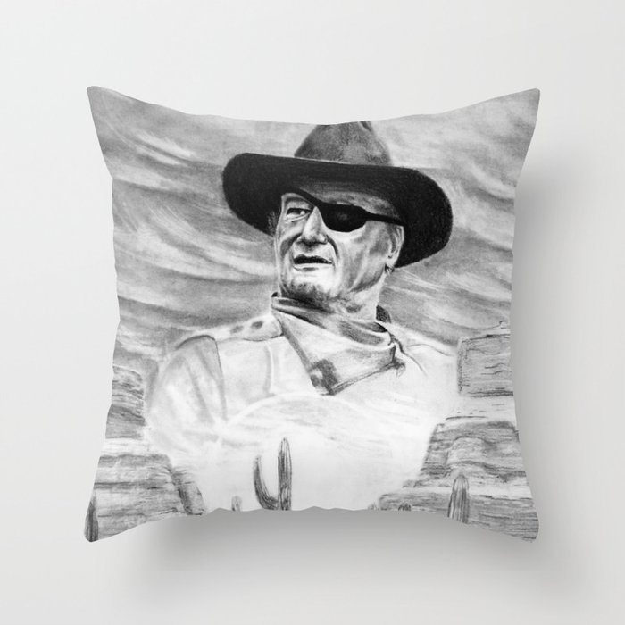 John Wayne Portrait Drawing Throw Pillow