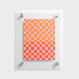 Checkered Pattern in Red, Orange and Dusty Pink Floating Acrylic Print