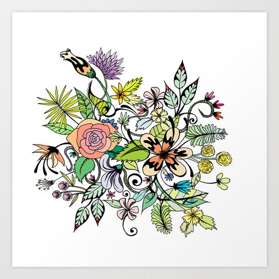 Floral White Art Print