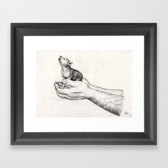 Wolf Cub // Graphite Framed Art Print