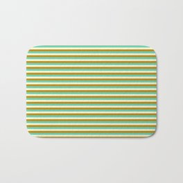 [ Thumbnail: Light Yellow, Dark Goldenrod & Aquamarine Colored Striped Pattern Bath Mat ]