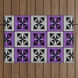 Breeze Block Nine P Purple Black Outdoor Rug