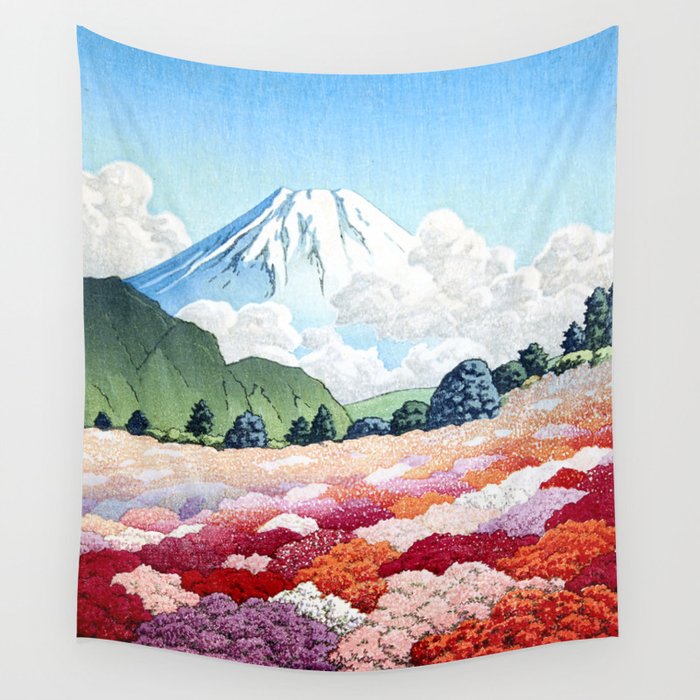 Azalea Garden by Hasui Kawase Wall Tapestry