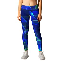Cosmic luminous blue cobwebs of green lines and smoke in shine. Leggings | Line, Invitation, Creative, Smoke, Energy, Fluid, Neon, Abstract, Graphicdesign, Flame 