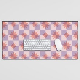 Checkered Stars Pattern (Muted Lilac/Pink/Orange Color Version) Desk Mat