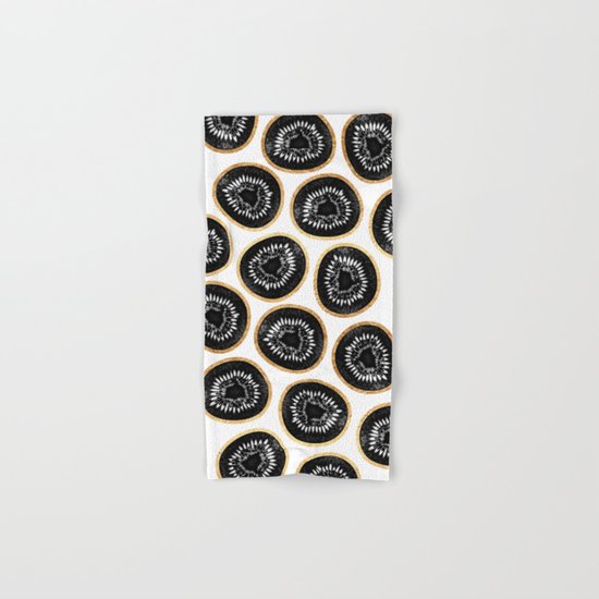 Black & Gold Kiwi Pattern Hand & Bath Towel