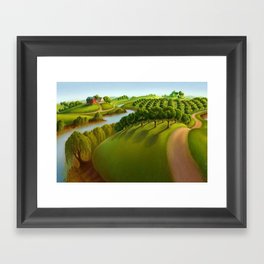 American River Valley, Orchard, Homestead, and River landscape painting by Grant Wood Framed Art Print