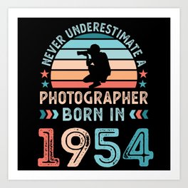Photographer born 1954 70th Birthday Gift Art Print | Graphicdesign, Photo, Gift, Retro, Funny, Camera, 70Th, Christmas, Birthday, 1954 